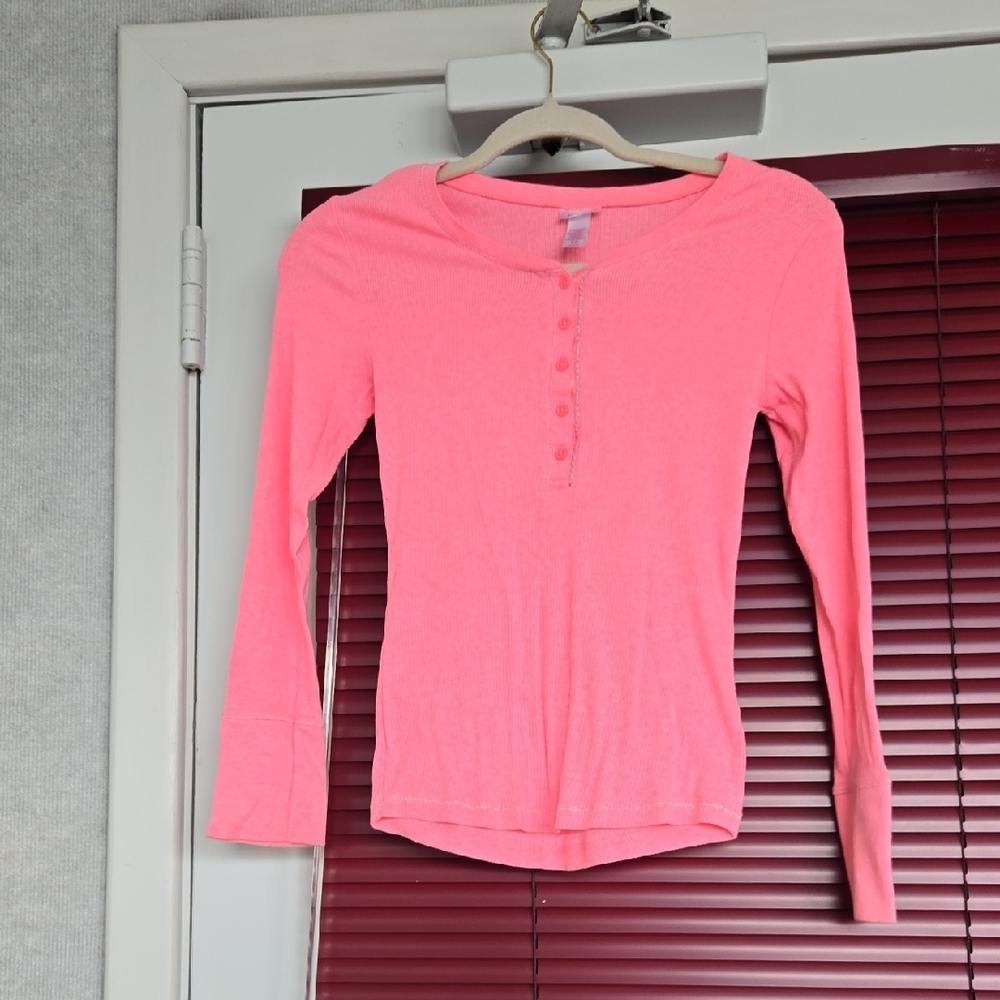 Pink Long Sleeve Henley Top